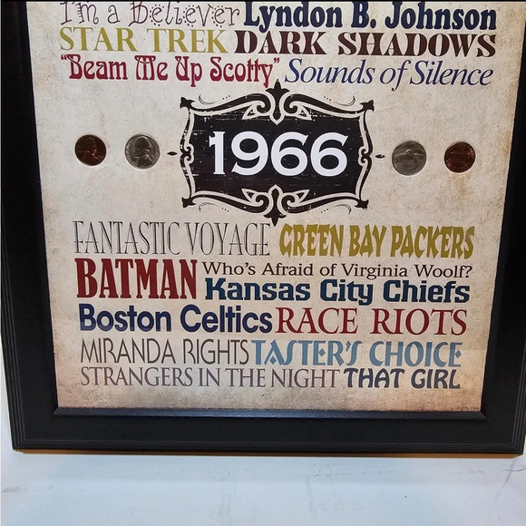 A Year In Time Celebration Wall Frame Collection 1966 With COA 14" × 16" - Picture 5 of 9